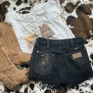 Wrangler distressed jean shorts
